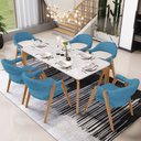 Ver imagem 2 de Cadeira de Jantar e Estar Living Estofada Nadja L02 Linho Azul - Lyam Decor