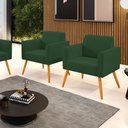 Ver imagem 2 de Kit 2 Poltronas Pés Palito Castanho Marisa Veludo Verde D03 - D'Rossi