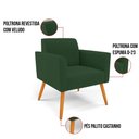 Ver imagem 6 de Kit 2 Poltronas Pés Palito Castanho Marisa Veludo Verde D03 - D'Rossi