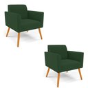 Ver imagem 1 de Kit 2 Poltronas Pés Palito Castanho Marisa Veludo Verde D03 - D'Rossi