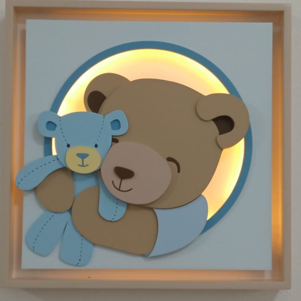 Quadro Caixa Charme Urso com Ursinho - QDUR-05 BH BABY KIDS