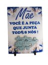 Ver imagem 5 de Porta Retrato Dia Das Mães Flores Azuis Decorativo em Azulejo 20 X 15 Cm Coleção Tea & Amor Azumae01