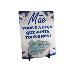 Porta Retrato Dia Das Mães Flores Azuis Decorativo em Azulejo 20 X 15 Cm Coleção Tea & Amor Azumae01 - 3