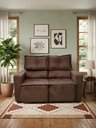 Ver imagem 1 de Sofá Retratil 2 Lugares Compacto Reclinável Suede Moderno Marrom