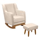 Ver imagem 1 de Poltrona de Amamentação e Descanso Áquilla com Base Balanço e Puff Veludo Bege - Desk Design
