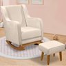 Poltrona de Amamentação e Descanso Áquilla com Base Balanço e Puff Veludo Bege - Desk Design - 2