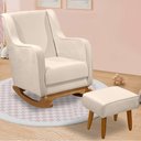 Ver imagem 2 de Poltrona de Amamentação e Descanso Áquilla com Base Balanço e Puff Veludo Bege - Desk Design