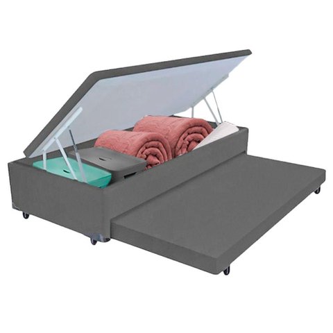 Bicama Box Bau com Cama Auxiliar Solteiro 96cm Cinza Vtech