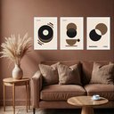 Ver imagem 1 de Kit 3 Quadros Artes Bauhaus Preto e Marrom Café 33x24cm - com Vidro:moldura Preta