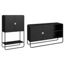 Ver imagem 2 de Conjunto Sala de Estar Buffet e Bar Estilo Orgânico Nero/preto