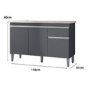 Ver imagem 2 de Multiuso Balcão Tatiane 120cm 3 Portas 1 Gaveta - com Tampo - Cinza