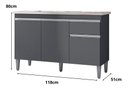 Ver imagem 2 de Multiuso Balcão Tatiane 120cm 3 Portas 1 Gaveta - com Tampo - Cinza