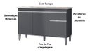 Ver imagem 3 de Multiuso Balcão Tatiane 120cm 3 Portas 1 Gaveta - com Tampo - Cinza