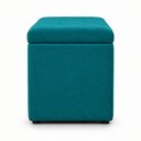 Ver imagem 4 de Calcadeira Recamier Baú Estofada 100cm para Cama Solteiro Suede Azul Turquesa
