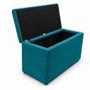 Ver imagem 3 de Calcadeira Recamier Baú Estofada 100cm para Cama Solteiro Suede Azul Turquesa