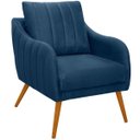 Ver imagem 2 de Kit 2 Poltronas para Sala e Escritório Decorativas Síria Veludo Azul Marinho