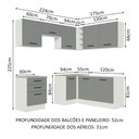 Ver imagem 3 de Cozinha Completa de Canto Madesa Agata 399002 com Armário e Balcão (Sem Tampo e Pia) Branco/Cinza Co