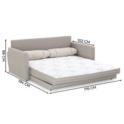 Sofá-Cama Queen 3 Lugares Herval Aurora, Linho Bege - 8