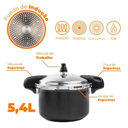 Jogo de Panelas de Indução com Panela de Pressão de 5,4l Ceramic Life Select 9 Peças - Brinox - 2