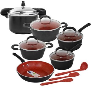 Jogo de Panelas de Indução com Panela de Pressão de 5,4l Ceramic Life Select 9 Peças - Brinox