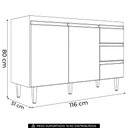 Ver imagem 2 de Balcão Gabinete Andréia 2 Portas 3 Gavetas MDP 116cm AJL Móveis