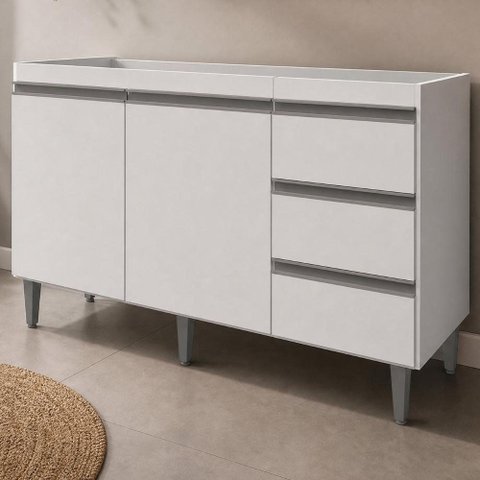 Balcão Gabinete Andréia 2 Portas 3 Gavetas MDP 116cm AJL Móveis