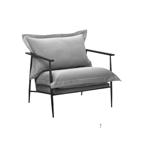 Poltrona Decorativa com Base Preta Sara Cor Prata