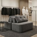 Ver imagem 1 de Sofá Modular Cielo 120x180cm Recepção Loja Sala de Estar 2 Módulos Bouclê Cinza - Montanari'S Decor