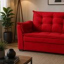 Ver mais imagens de Sofá Alice 2 Lugares 140cm Vermelho Suede Compacto Império Decor