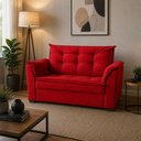 Ver imagem 1 de Sofá Alice 2 Lugares 140cm Vermelho Suede Compacto Império Decor