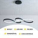 Ver imagem 7 de Lustre Led Pendente Infinito Luxo Moderno Bivolt 45w Preto Brinovar