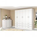 Ver imagem 1 de Guarda-roupa Casal Bergamo 6 Portas 9 Gavetas - Branco Branco