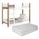 Ver imagem 1 de Beliche Infantil Encanto Moderna Quarto da Criança Conforto Grade Proteção com 2 Colchões Cor Branco