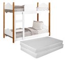Ver imagem 1 de Beliche Infantil Encanto Moderna Quarto da Criança Conforto Grade Proteção com 2 Colchões Cor Branco