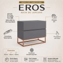 Ver imagem 2 de Mesa de Cabeceira Eros 60cm Cinza Estilo Industrial Puxadores Cava e Pés de Ferro Cobre