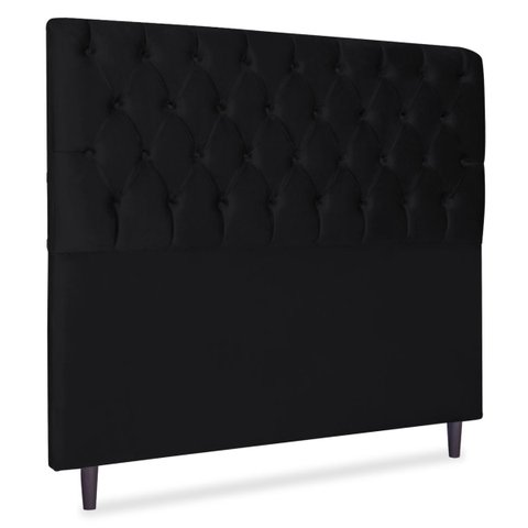 Cabeceira Estofada Recamier Baú para Cama Box 160cm Queen:Preto