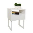 Ver imagem 1 de Mesa de Cabeceira Lateral Nicho com Gaveteiro Square Branco Laca