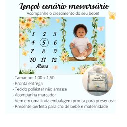 Lençol Cenário Foto Mêsversário Balançinho Minha Estrelinha Lençol Cenário Foto Mêsversário Balançin - 6
