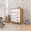 Ver imagem 1 de Cômoda Infantil Sueño 4 Gavetas 100% Mdf Branco Brilho/amêndoa - Panorama Móveis