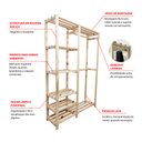 Ver mais imagens de Armário Arara Closet Multifuncional P Quartos Lojas C Dois Cabideiros e Cinco Prateleiras em