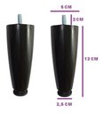 Ver imagem 2 de Kit 12 Pés para Cama Box ou Baú Juvene Preto 12cm com Regulagem