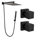 Ver imagem 1 de Kit Ducha 20x20 Slim C/ Desviador e Acabamento P/ Registro Base Deca 16 Estrias Preto Fosco