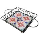 Ver imagem 1 de Fruteira de Mesa Bandeja Ferro e Azulejo Quadrada Premium Cozinha Azulejo G8