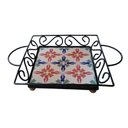 Ver imagem 4 de Fruteira de Mesa Bandeja Ferro e Azulejo Quadrada Premium Cozinha Azulejo G8