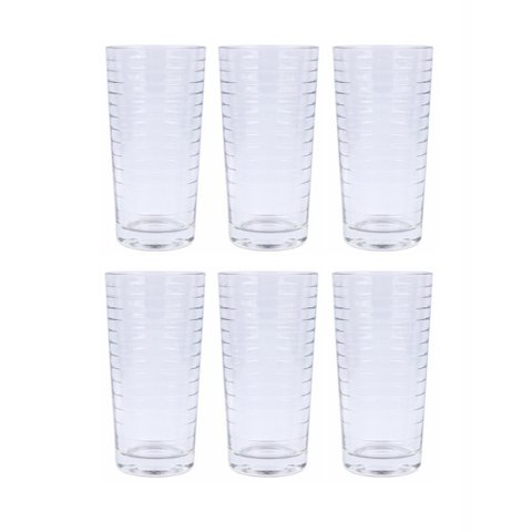 Jogo 6 Copos de Vidro Tower Listras 250ml Class Home