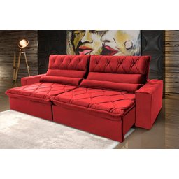 Sofá Retrátil/reclinável França 300cm Suede Velut com Molas no Assento - King House - 2