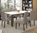 Ver imagem 1 de Sala de Jantar Mesa Liz 160x90 com Vidro 6 Cadeiras Josi Poliman