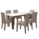 Ver imagem 2 de Sala de Jantar Mesa Liz 160x90 com Vidro 6 Cadeiras Josi Poliman