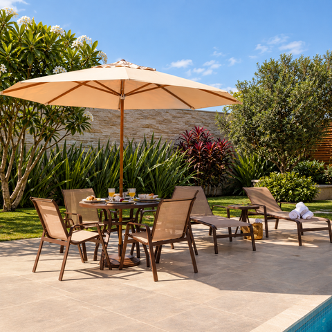 Kit de Piscina e Área Externa Cadeiras Espreguiçadeiras Mesa