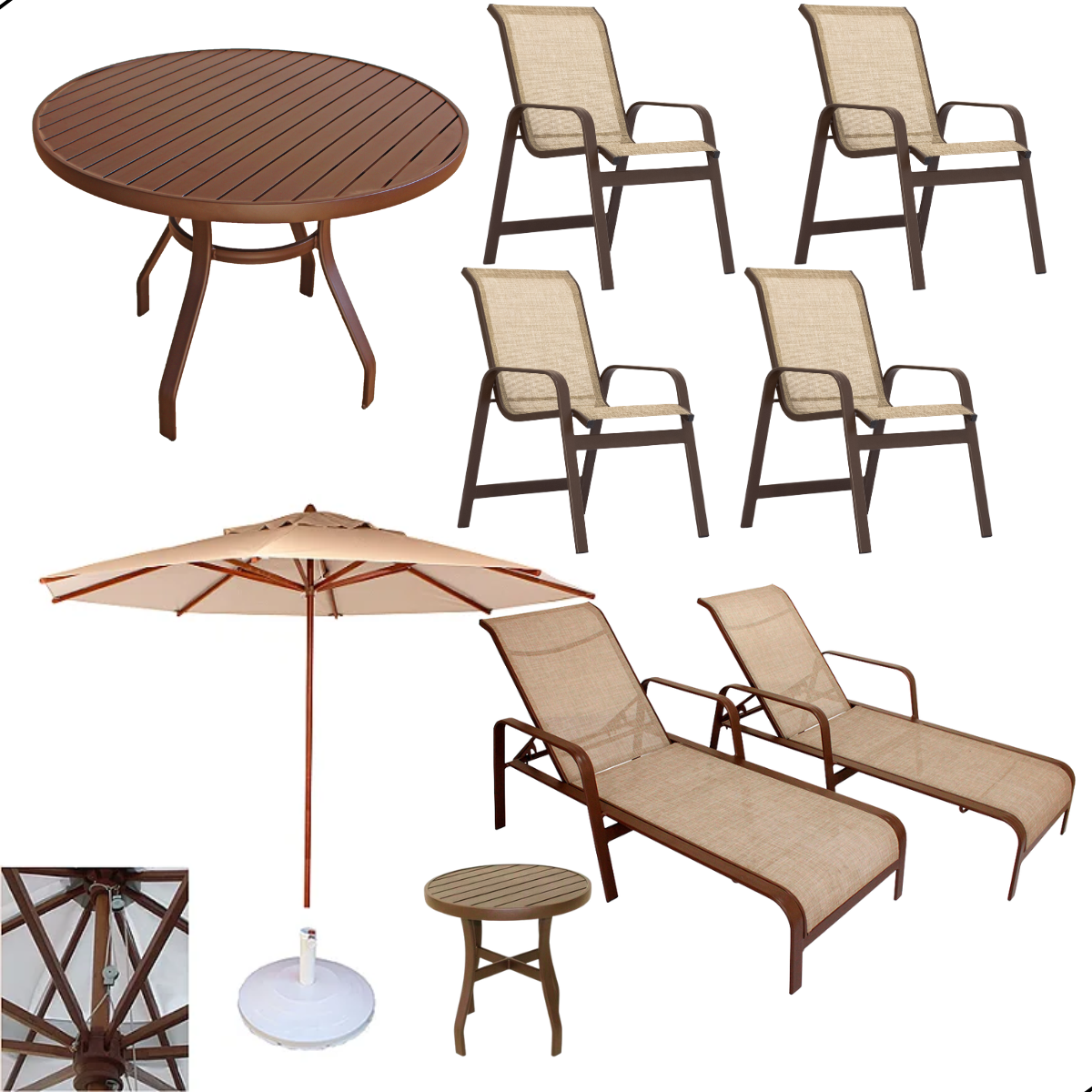 Kit de Piscina e Área Externa Cadeiras Espreguiçadeiras Mesa - 1